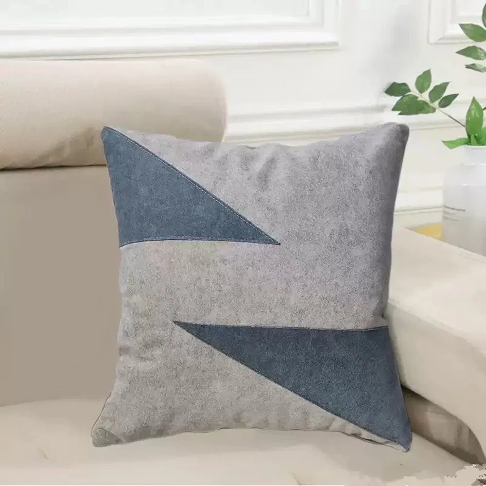 coussin carré moderne motif géométrique rouge bleu vert gris polyester coton qualité confortable maison