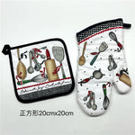 gants cuisine poignées plat motifs cuisine vintage rustique blanc noir rouge vert beige marron