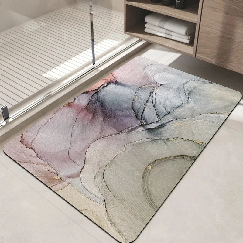 tapis moderne marbre blanc gris antidérapant résistant l'eau 50x80cm 60x90cm salon bain