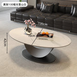 table basse ovale moderne blanche effet marbre gris salon meuble bois luxe