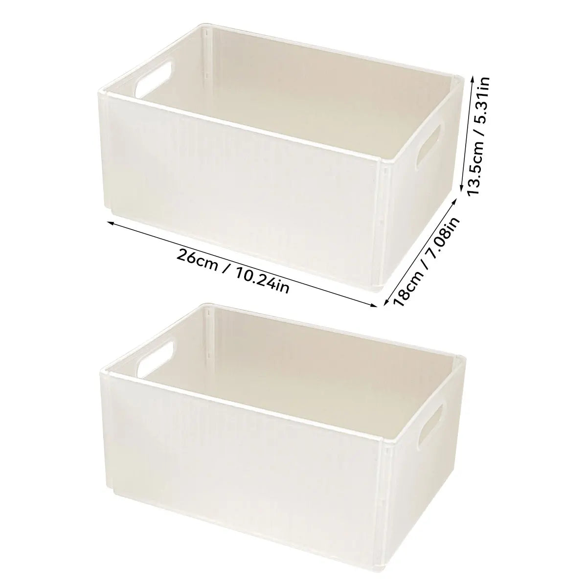 boîtes rangement pliables plastique moderne beige poignées boucles ridées stockage multifonctionnel
