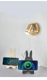 Lampes murales LED modernes prise USB éclairage ambiant noir blanc doré