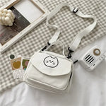 sac bandoulière femme toile imprimé chat blanc moderne décontracté polyvalent