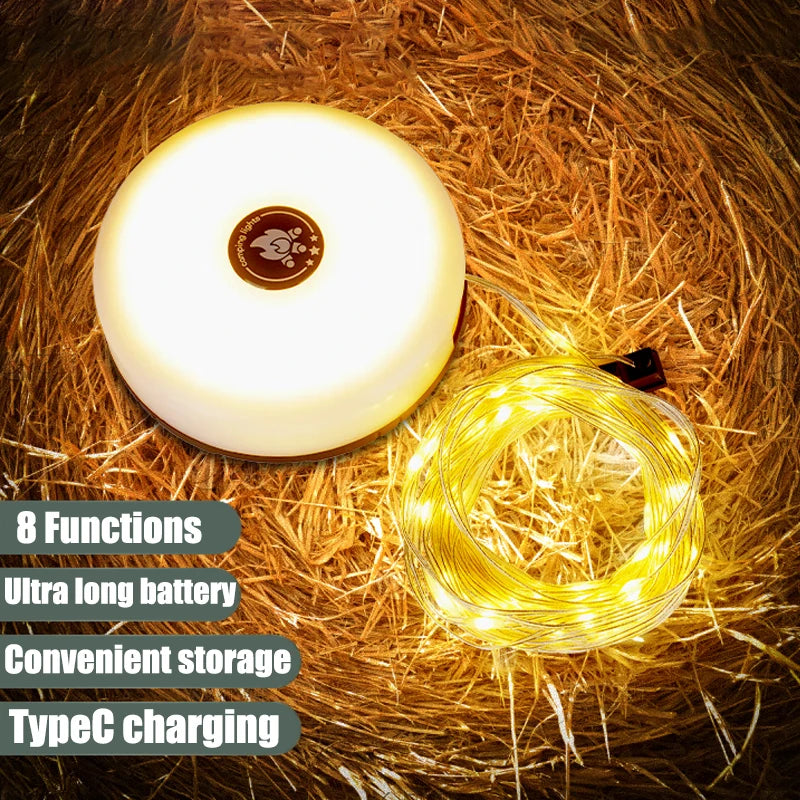 lampe camping led 10m étanche recyclable blanc noir moderne pratique télécommande usb