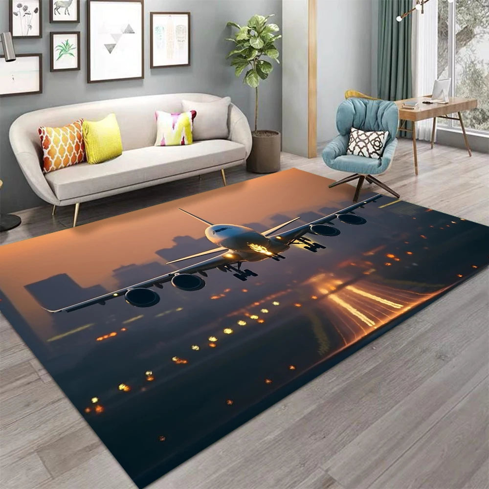 tapis moderne avion ville bleu noir blanc extérieur salon prière 80x120cm 120x160cm