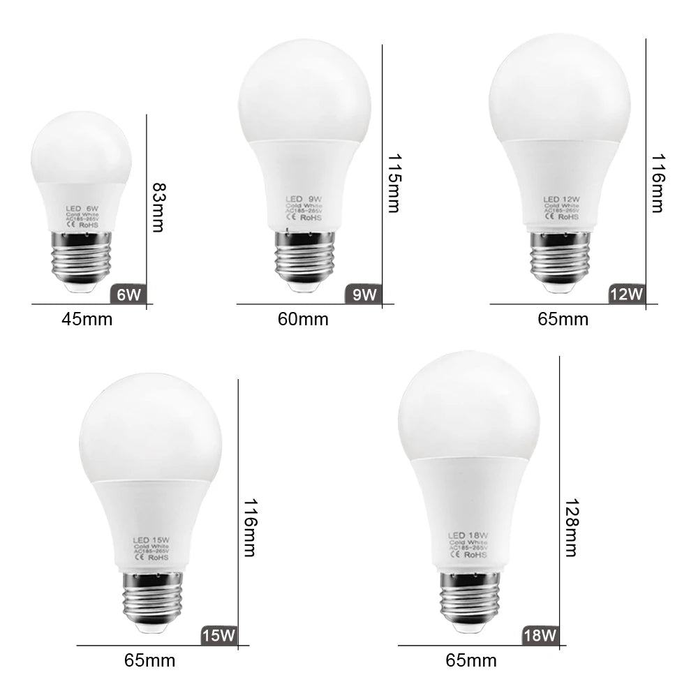 ampoule led 6w 9w 12w 15w 18w e27 blanc moderne haute luminosité 2000 lumens