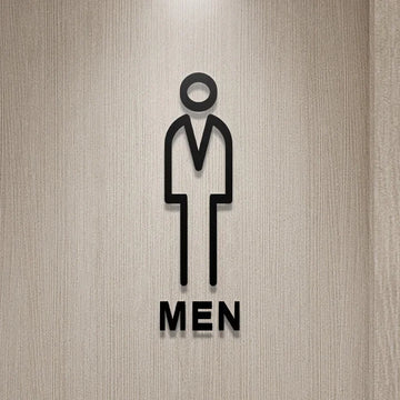 plaque porte wc acrylique noire signalisation toilettes hommes femmes autocollant mural moderne minimaliste