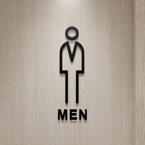 plaque porte wc acrylique noire signalisation toilettes hommes femmes autocollant mural moderne minimaliste