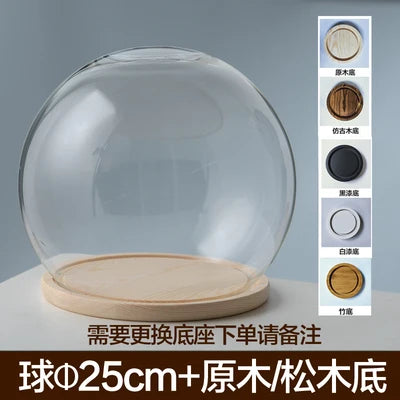 boule verre transparent socle bois décoration d'intérieur moderne objet d'exposition moderne