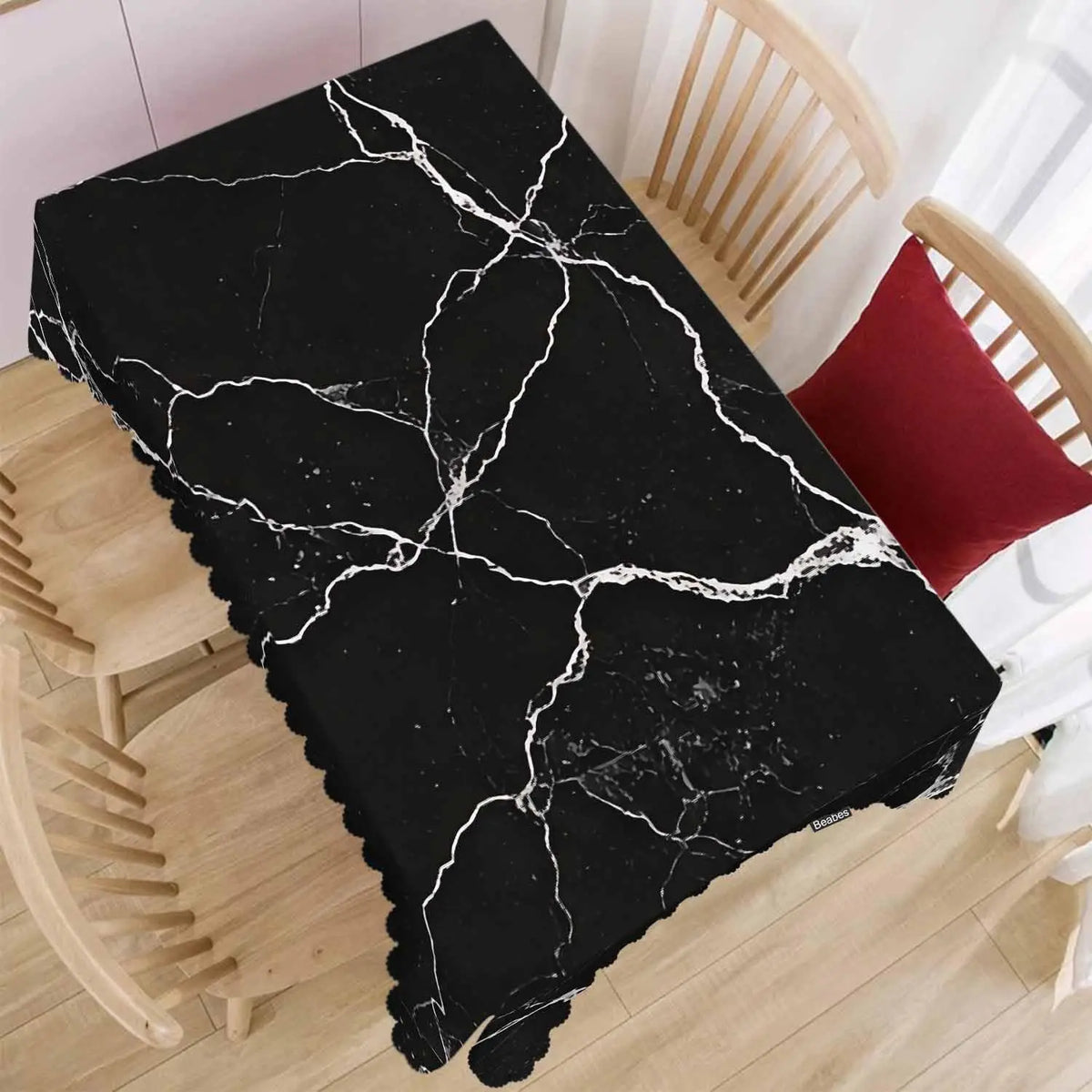 nappe table marbre noire blanche moderne rectangle réutilisable polyester geometrique