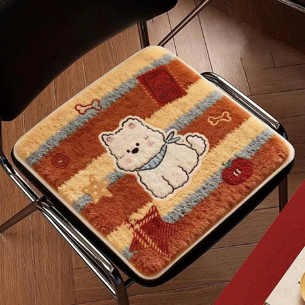 coussin carré doux cartoon chats chiens beige antidérapant fibre polyester lavable