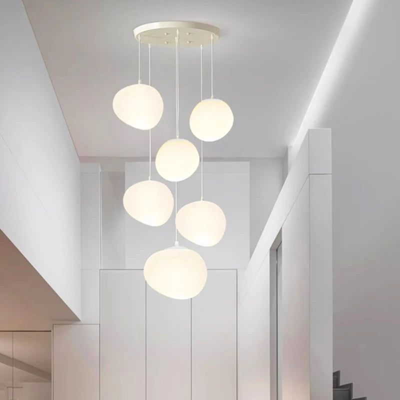 suspension lumineuse moderne blanche ronds alliage opacité éclairage intérieur salle bain led autoinstallation flux