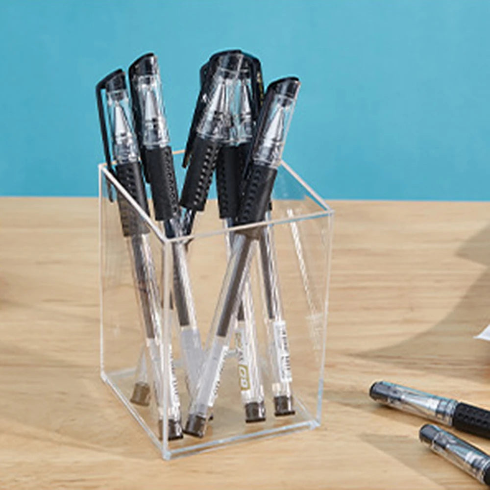 Porte-stylo rotatif acrylique transparent vue de dessus