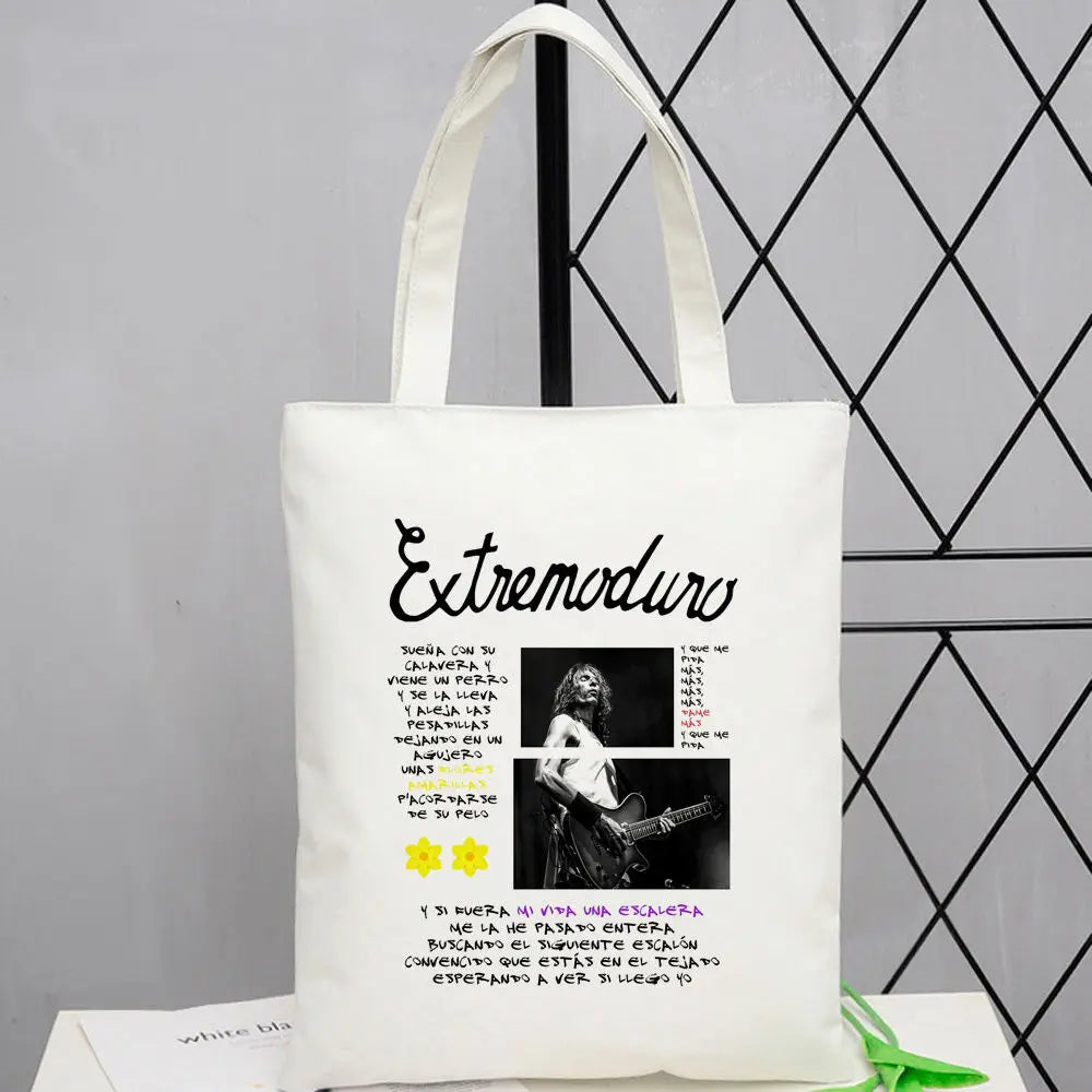 sac main toile imprimé cartoonesque noir blanc moderne minimaliste poignées