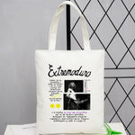 sac main toile imprimé cartoonesque noir blanc moderne minimaliste poignées