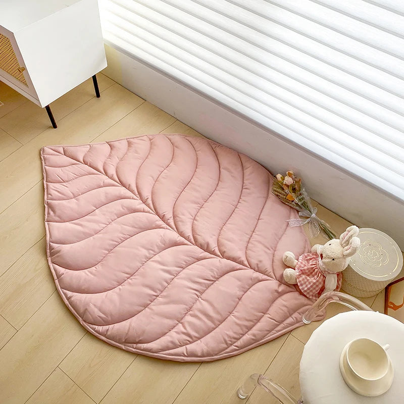 tapis enfant feuille verte rose doux moderne plissé oiseau peluche extérieur pique nique plage