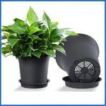 pots fleurs noirs modernes plastique plateau différentes tailles jardinage durable