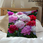 taies d'oreiller décoratives fleurées moderne polyester rouge blanc vert rose jaune