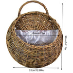 panier osier tressé marron clair traditionnel suspendu maison décoration fleurs pots jardin