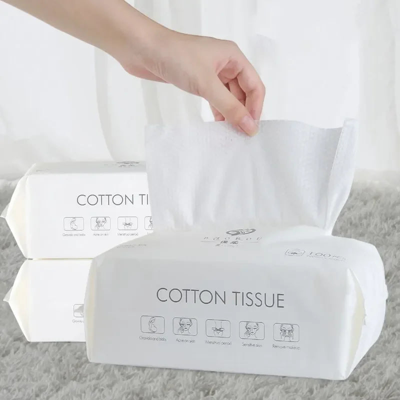 serviettes visage jetables coton polyester absorption rapide rectangle usage unique moderne blanc rose bleu