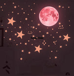 Stickers muraux étoiles lune points bleus verts blancs adhésifs chambre enfant décoration moderne glow