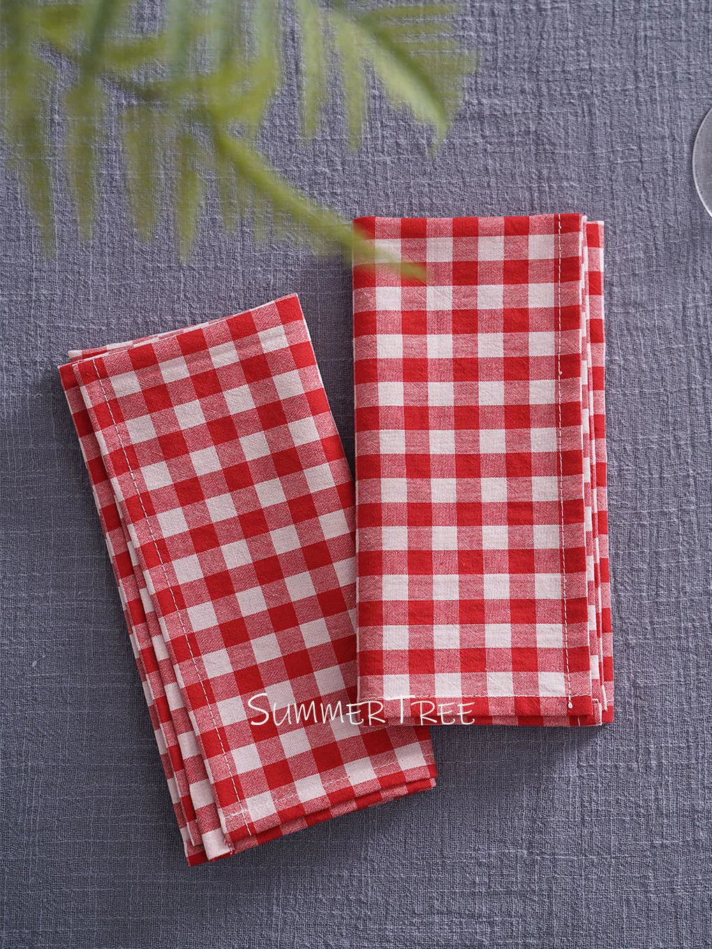 serviettes table coton carreaux rouge blanc bleu marron jaune classiques réutilisables maison party banquet