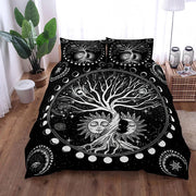 Housse de couette en lin Yggdrasil céleste avec motifs celtiques - Ensemble 3 pièces