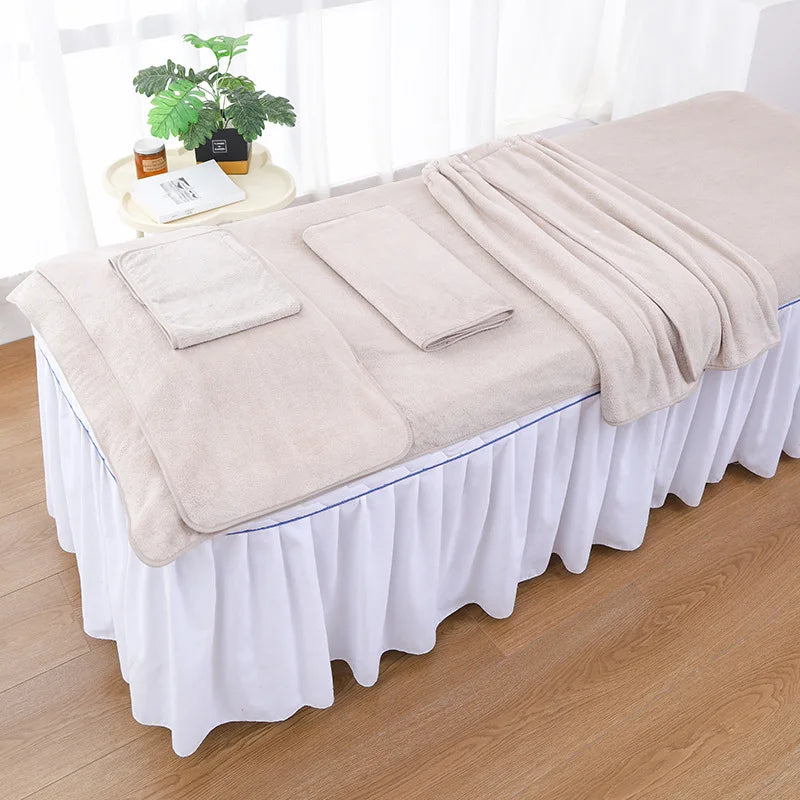 serviettes massage microfibre douce absorbante moderne élastique set cinq pièces beigeclair