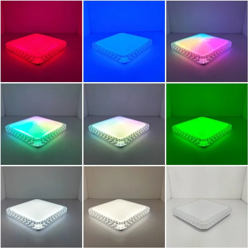 lampe intelligente blanc moderne grille diamants wifi app multicolore télécommande enceintes connectées
