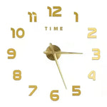 horloge murale moderne quartz aiguille adhésive or rouge noir salon