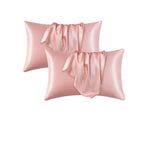 protège oreiller satin rose clair beige doré noir moderne élégant literie anti allergie coton