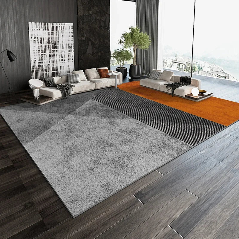 Ce salon moderne et élégant présente un espace ouvert et lumineux, avec des canapés confortables, une table basse en bois et une grande fenêtre offrant une vue magnifique sur l'extérieur.