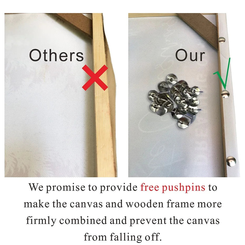 cadre bois moderne tableau toile diy adhésif pushpins minimaliste fixations