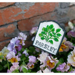plaque jardin vintage illustration plantes blanc vert noir décorative métallique tringle fixée