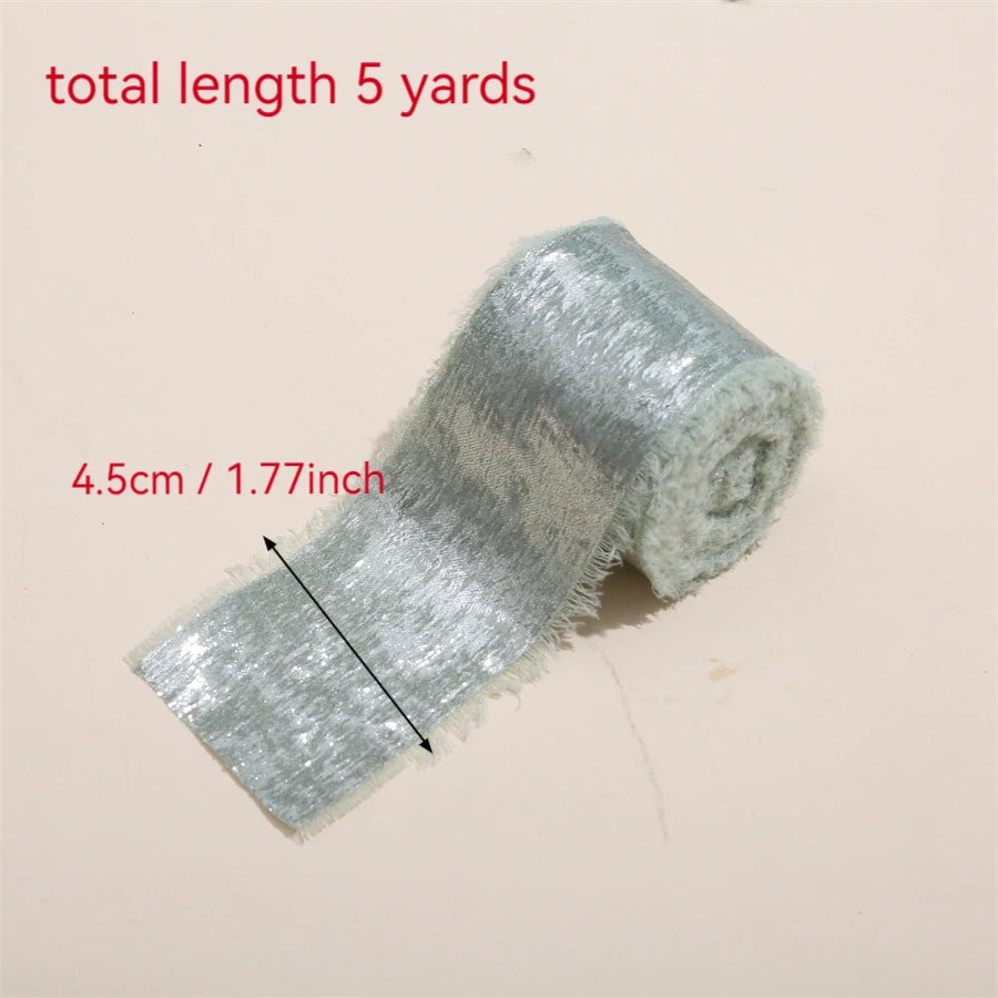 ruban satiné bord effiloché 5mètres polyester largeur 4.5cm couleurs rose rouge gris noir bleu