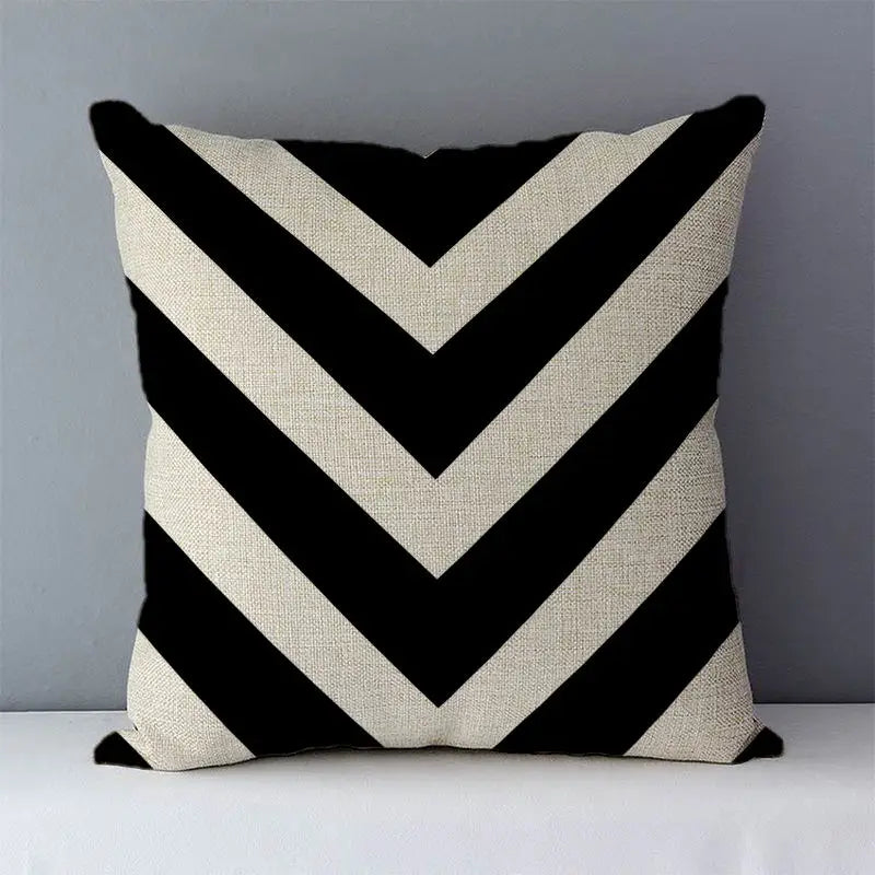 coussins carrés géométriques modernes polyester coton 45x45cm noir blanc bleu vert orange jaune marron