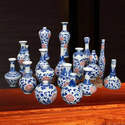vases céramique bleu blanc motifs floraux lotus traditionnel chinois deco maison fleurieres