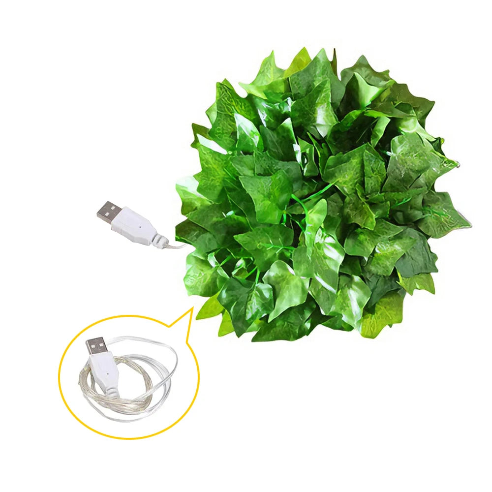 guirlande lumineuse feuilles vertes feuilles oranges batterie usb blanc chaud bleu rouge