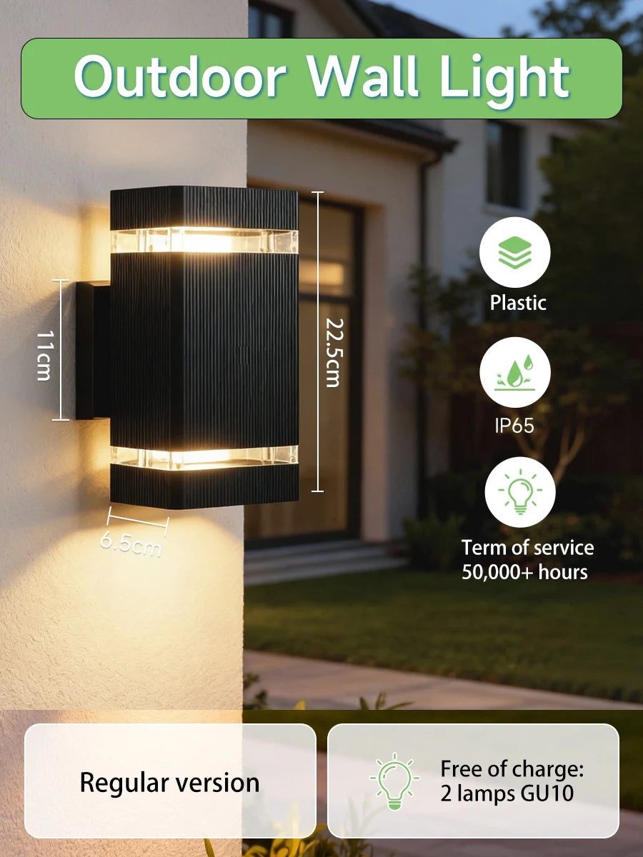 lampe murale extérieure moderne noire rayures horizontales détecteur mouvement étanche led gu10 5w