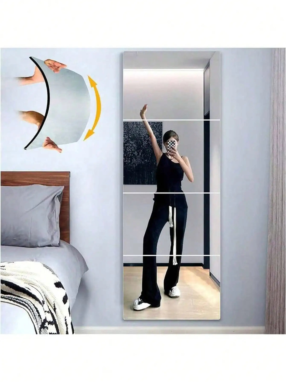 miroirs transparents adhésifs moderne salle bain set stickers auto collants chambre pieces