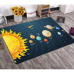 tapis moderne systèmes solaires planètes bleu foncé jaune orange gris chambre salon