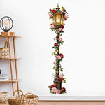 autocollants muraux vintage fleurs roses oiseau romantique doré rose rouge vert adhésif