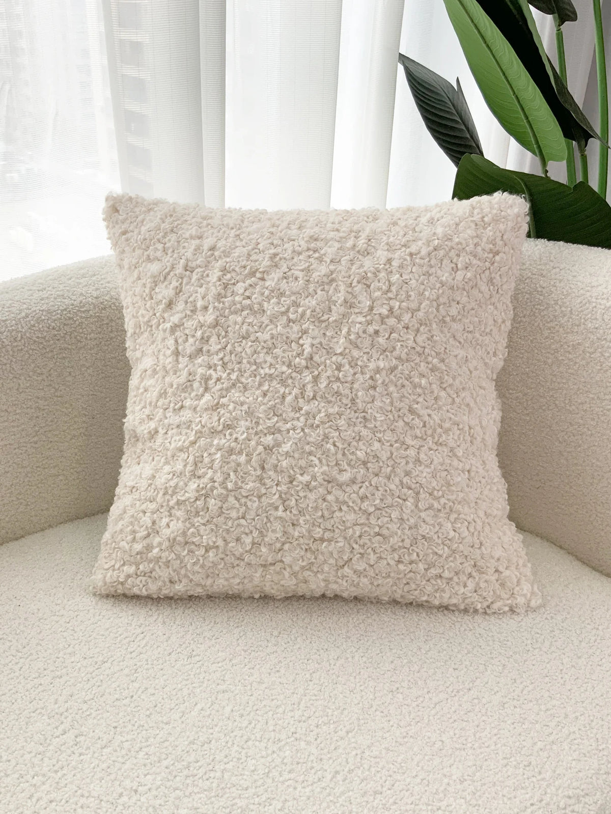 taies d'oreiller solides polyester texture bouclée doux beige clair 30x50cm 45x45cm 50x50cm