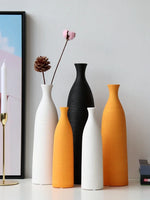 vases céramique modernes blanc noir orange texture tissée opaques salon