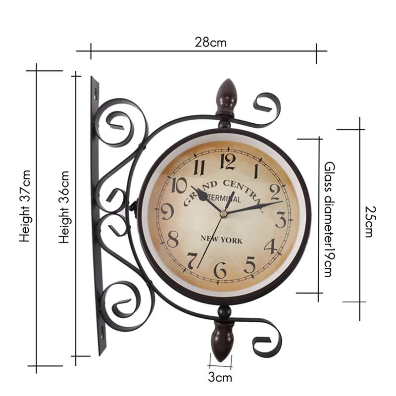 horloge murale vintage marron foncé cadran crème vieilli aiguilles métal transparent.gca