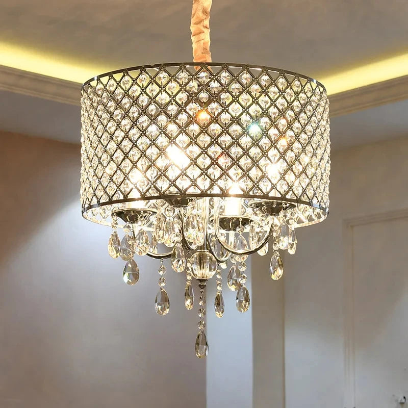 lustre pendentif noir argenté strass transparent classique chambre salon