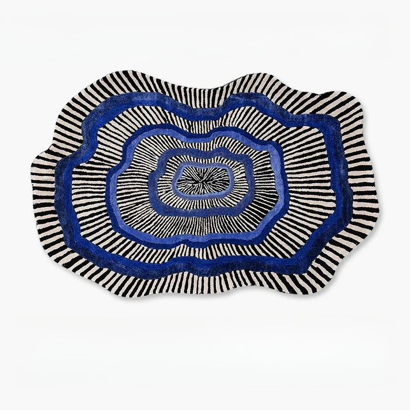 tapis moderne géométrique rayures cercles motifs floraux noir blanc bleu vert polyester salon chambreextérieur
