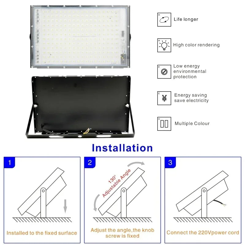 projecteur led 110v 220v 50w 100w 150w 200w ip65 moderne noir blanc