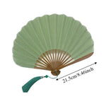 éventail pliant rose vert classique rayures fines pompon traditionnel blanc crème