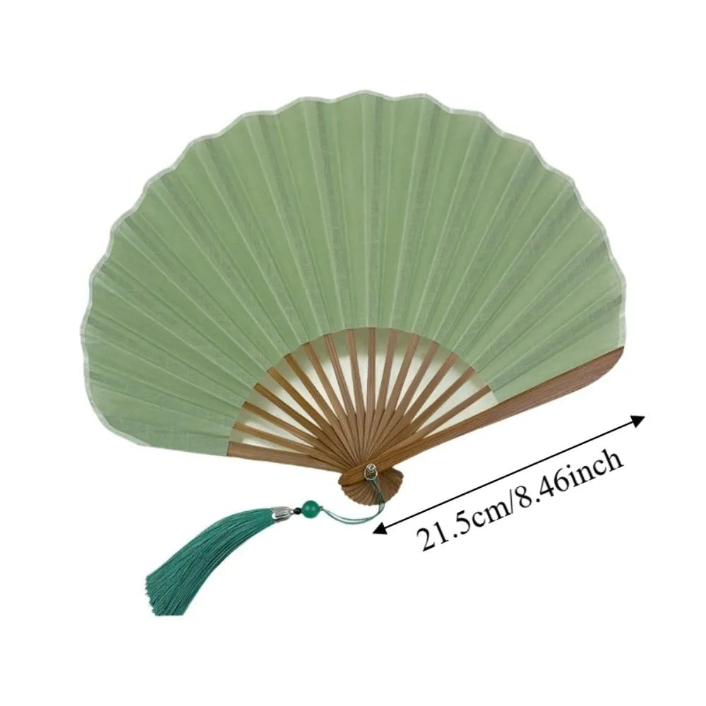 éventail pliant rose vert classique rayures fines pompon traditionnel blanc crème